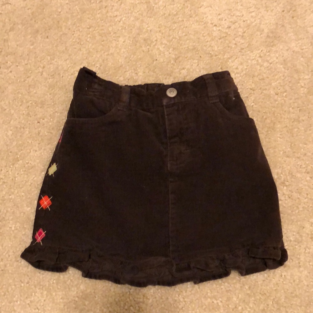 ♦️EUC Gymboree brown corduroy skirt with adjustable waist and diamond border